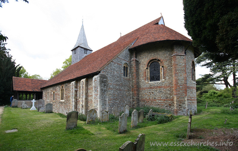 St Michael & All Angels, Copford Church - Copford church is a striking example of a Norman church, and is without doubt the finest example of that period in the county. Here can be seen the apse of the chancel, clearly showing the roman bricks use in it's construction.