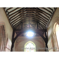 St Michael & All Angels, Copford Church - Further detail of the wooden base of the belfry structure.